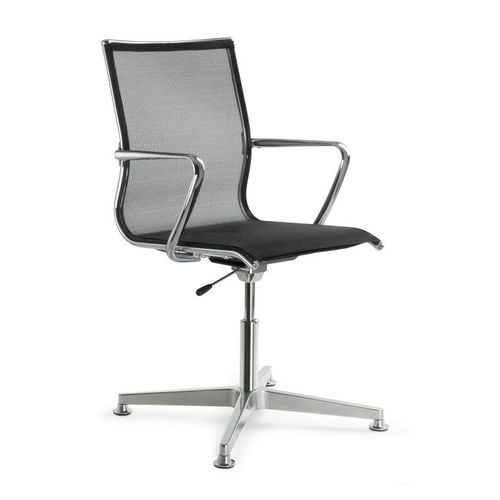 Sedia visitatore contemporanea - PLUTO - LD Seating s.r.o. - da interno / in rete / in alluminio lucido