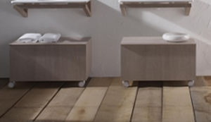 Mobile da bagno contemporaneo - BALTIC - mcbath - Moldcom Composites - in rovere / con rotelle