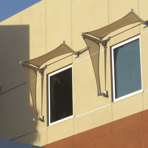 Tensostruttura a membrana e funi - POINT-SUPPORTED TENSILE STRUCTURES - FabriTec Structures - a vela / per tettoia d'entrata / per facciate