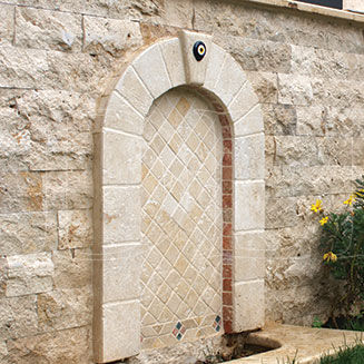 Paramento in travertino - SPLIT FACE 100XFL - Delta Marble - da esterno / testurizzato / decorativo