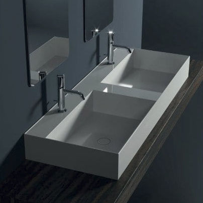 Lavabo da appoggio - 31260101/S - Alice Ceramica - in ceramica / con miscelatore / doppio