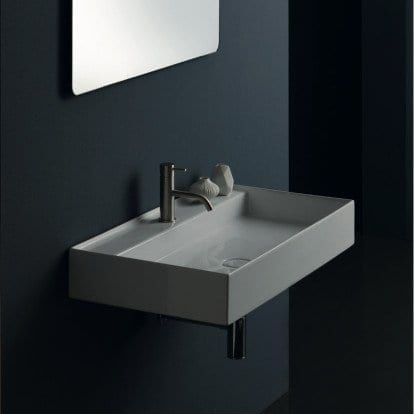 Lavabo sospeso - 31240101/S - Alice Ceramica - in ceramica / con portasalviette integrato / rettangolare