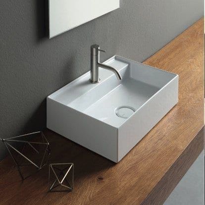 Lavabo da appoggio - 31270101/S - Alice Ceramica - in ceramica / con miscelatore / rettangolare