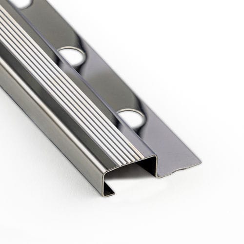 Profilo di finitura in acciaio inossidabile - DELUXE 12X25 - ALUMACER® - per gradini / a sezione rettangolare / argentato