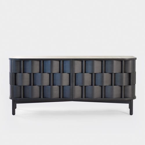 Credenza contemporanea - W133-B - Ringvide - in rovere / in betulla / nera