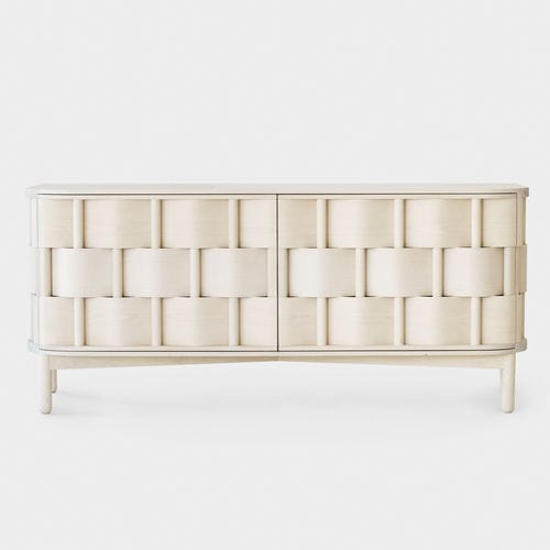 Credenza contemporanea - W133-N - Ringvide - in rovere / in betulla / beige