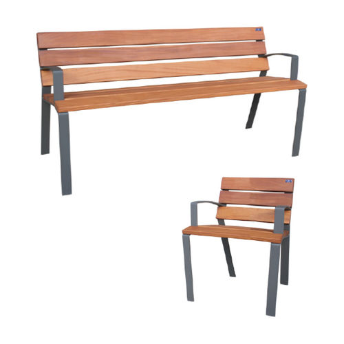 Panca per spazi pubblici classica - ESTROFA - Ado urban - in legno / in ferro / con schienale