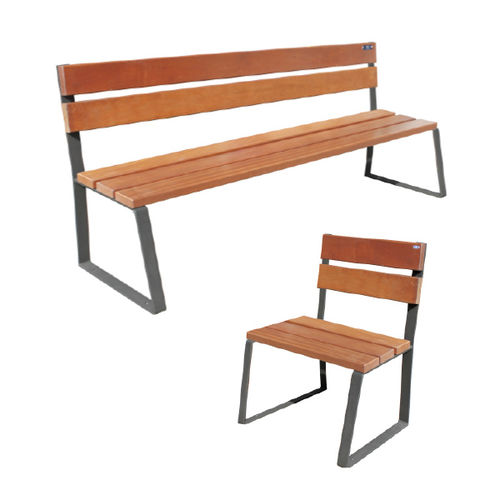 Panca per spazi pubblici contemporanea - NOTE - Ado urban - in legno / in ferro / con schienale