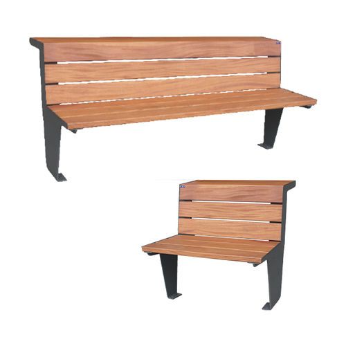 Panca per spazi pubblici contemporanea - LEYEND - Ado urban - in legno / in lamiera / con schienale
