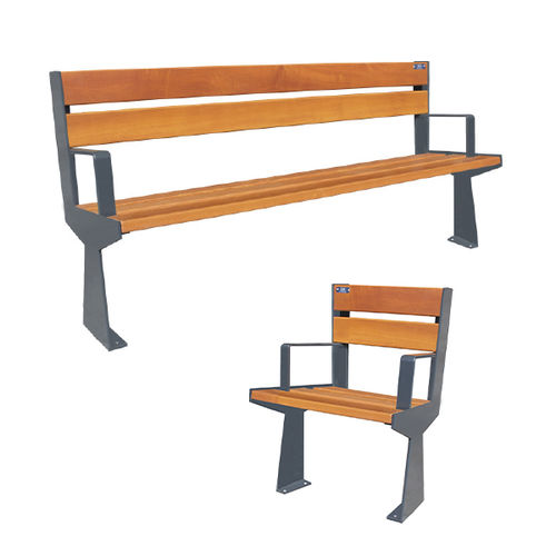 Panca per spazi pubblici design originale - ENTE - Ado urban - in legno / in lamiera / con schienale