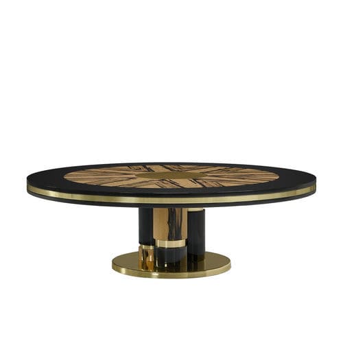 Tavolino basso contemporaneo - EBONY  - Memoir - in ebano / con supporto in ottone / rotondo
