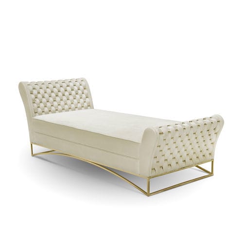 Dormeuse contemporanea - LUST  - Memoir - in tessuto / con supporto in ottone lucido / bianca