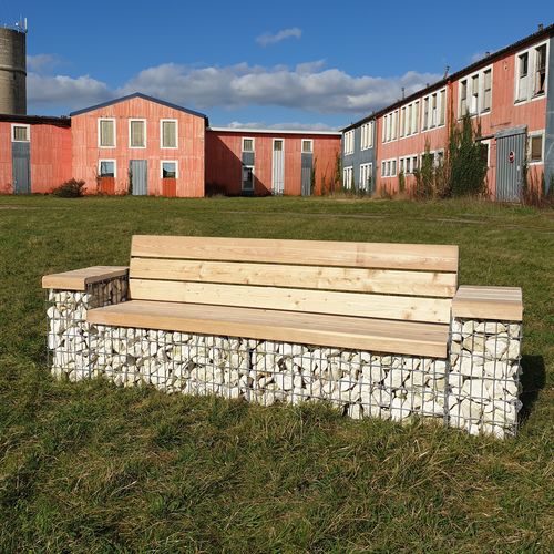 Panca per spazi pubblici per gabbione - LABB - ID GABION - L'AGENCE URBAINE - contemporanea / in larice / in acciaio galvanizzato