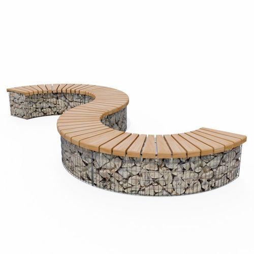 Panca per spazi pubblici design - XL - ID GABION - L'AGENCE URBAINE - in legno / con schienale / senza braccioli