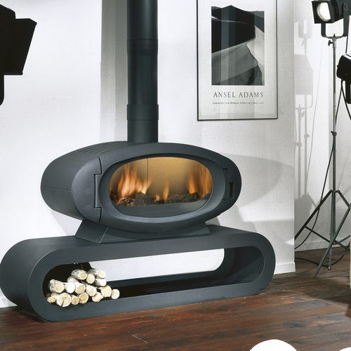 Stufa a legna - DAX - GODIN export - 12 kW / contemporanea / in acciaio