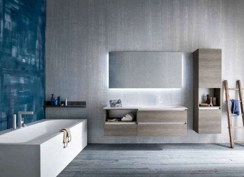 Mobile lavabo sospeso - QB50 - IDEAL BAGNI - in rovere / contemporaneo / in kit