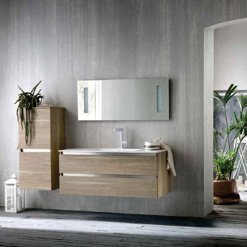 Mobile lavabo sospeso - QB51 - IDEAL BAGNI - in rovere / contemporaneo / con specchio