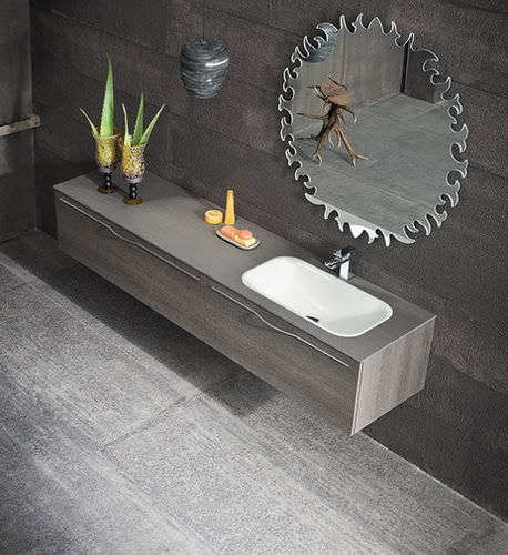 Mobile lavabo sospeso - QB01 - IDEAL BAGNI - in melaminico / in rovere / contemporaneo