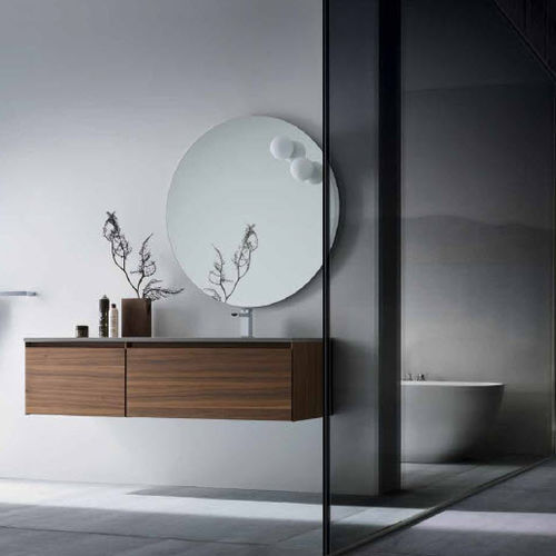 Mobile lavabo sospeso - AS01 - IDEAL BAGNI - in noce / contemporaneo / con specchio