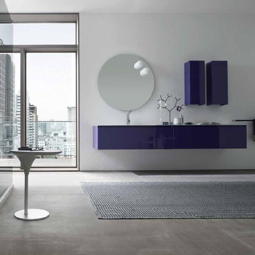 Mobile lavabo sospeso - AS02 - IDEAL BAGNI - in vetro / contemporaneo / laccato