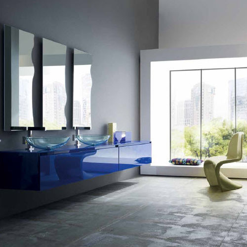 Mobile lavabo doppio - AS03 - IDEAL BAGNI - sospeso / in vetro / contemporaneo