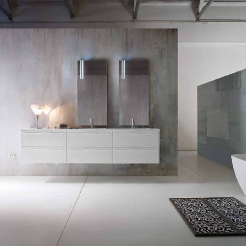 Mobile lavabo doppio - AL03 - IDEAL BAGNI - sospeso / in legno / contemporaneo