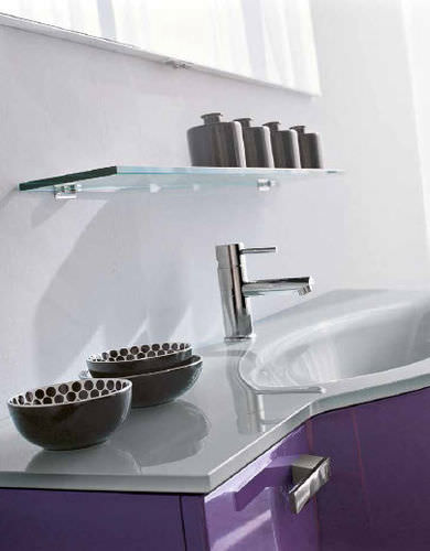 Mobile lavabo sospeso - AV06 - IDEAL BAGNI - in vetro / in legno / contemporaneo