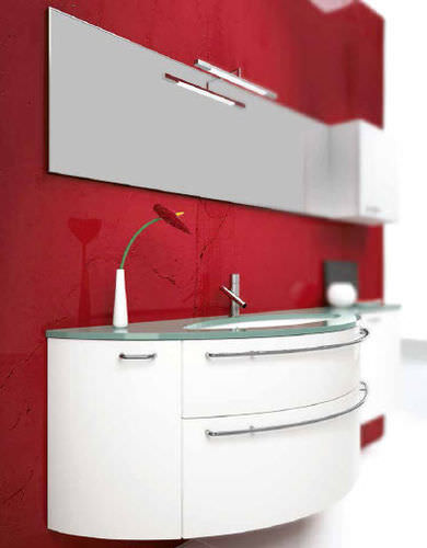Mobile lavabo sospeso - AV09 - IDEAL BAGNI - in vetro / contemporaneo / laccato