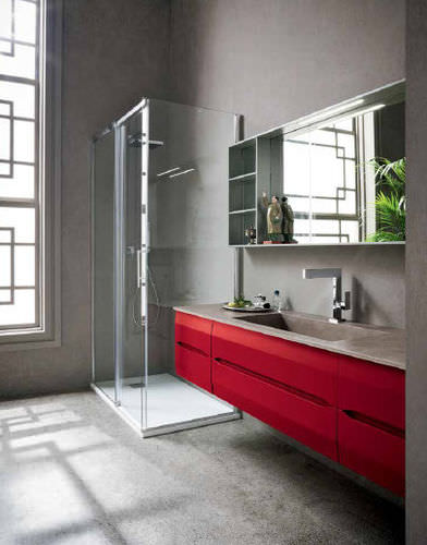 Bagno contemporaneo - TA02 - IDEAL BAGNI - in vetro / in legno / laccato