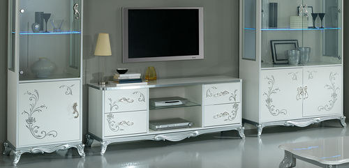 Supporto per TV da terra in stile - Ben Company srl Industria Mobili - con ripiani / Made in Italy / per uso residenziale