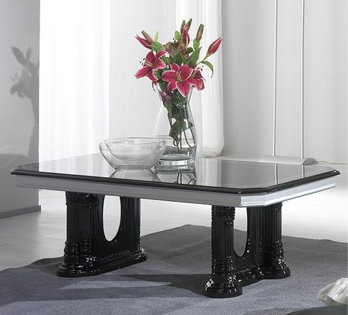 Tavolino basso in stile - VENUS - Ben Company srl Industria Mobili - impiallacciato in legno / con supporto in metallo / rettangolare