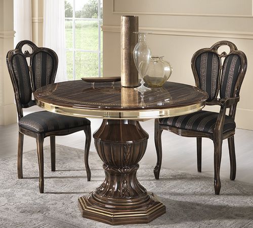 Tavolo da pranzo in stile - VENUS - Ben Company srl Industria Mobili - in noce / con supporto in noce / rotondo