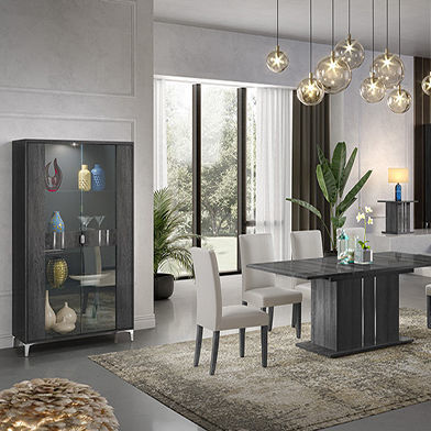 Vetrina moderna - LUNA-DINING - Ben Company srl Industria Mobili - da parete / con piedi / in vetro temprato