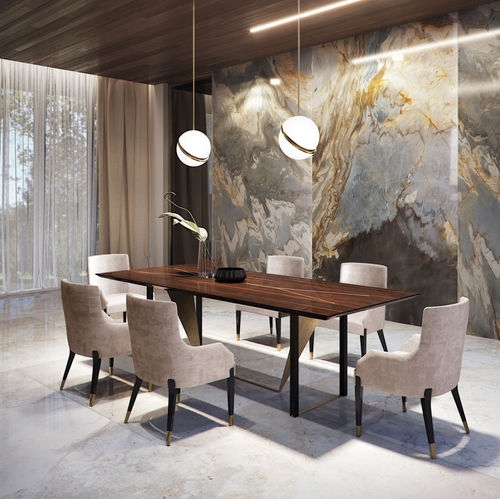 Tavolo contemporaneo - PRISMA - Capital Collection - in legno / con supporto in metallo / rettangolare