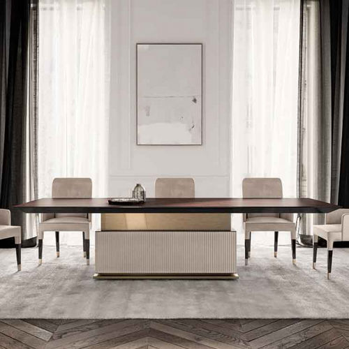 Tavolo contemporaneo - ROCK R - Capital Collection - in legno / con supporto in metallo / con supporto in cuoio