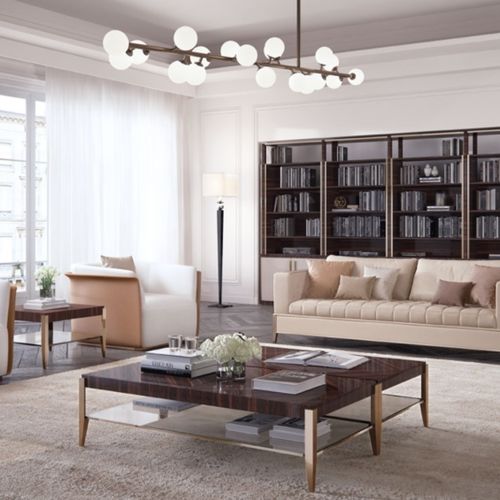 Tavolino basso contemporaneo - ALIAS R - Capital Collection - in legno / in vetro / con supporto in metallo