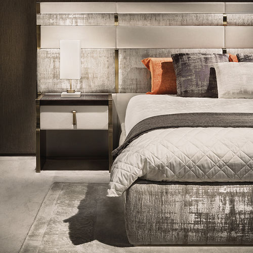 Comodino contemporaneo - TRILOGY - Capital Collection - in legno / in pelle / in marmo