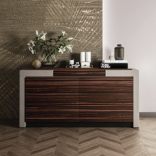 Cassettone contemporaneo - KIRK - Capital Collection - in legno / in pelle / 6 cassetti