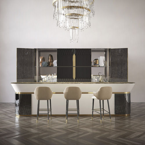 Mobile bar contemporaneo - Prisma - Capital Collection - in legno / in vetro temprato / in metallo
