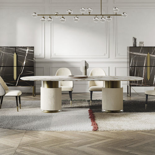 Tavolo contemporaneo - Rock - Capital Collection - in legno / in marmo / con supporto in metallo