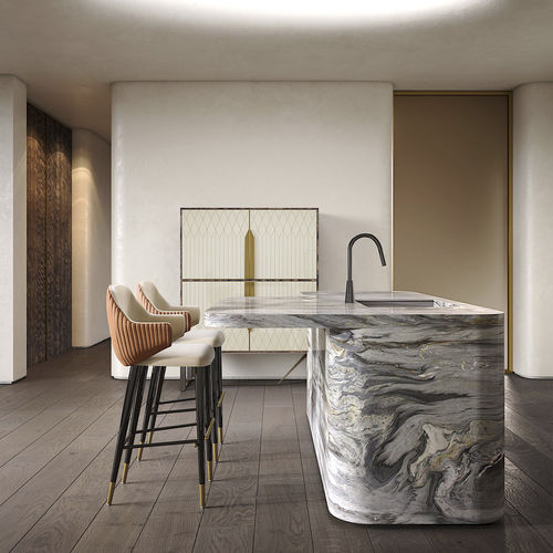 Sedia alta contemporanea - DIVA H-L - Capital Collection - da interno / in tessuto / con supporto in metallo laccato