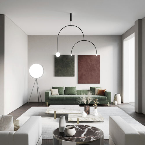 Divano contemporaneo - GRAND 3P - Capital Collection - da sala / in tessuto / in pelle