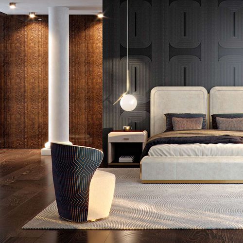 Chauffeuse contemporanea - VORTEX M - Capital Collection - in tessuto / in pelle / in legno