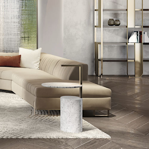 Tavolo d'appoggio contemporaneo - HUGO M-L - Capital Collection - in marmo / con supporto in marmo / ovale