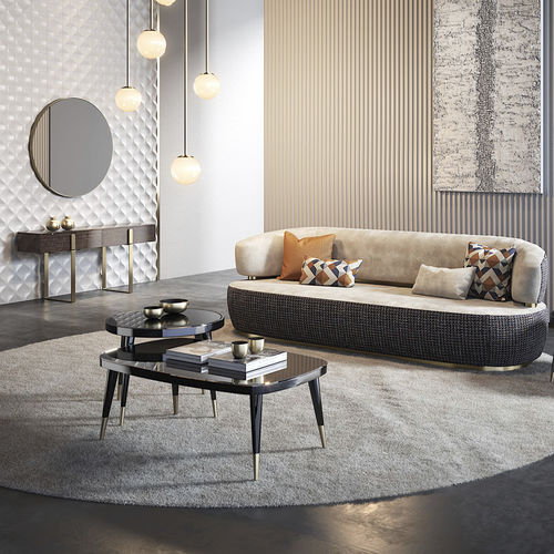 Tavolino basso contemporaneo - BLACK TIE E120 - Capital Collection - in legno / in vetro / con supporto in metallo