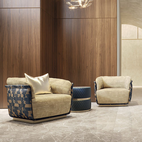 Tavolo d'appoggio contemporaneo - COOKIE SERVICE - Capital Collection - in legno / in marmo / con supporto in cuoio