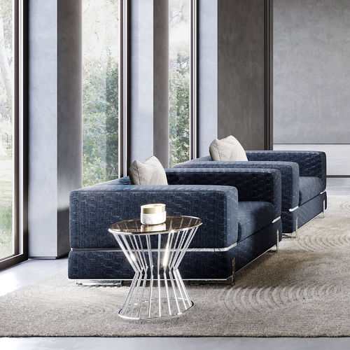 Tavolo d'appoggio contemporaneo - KHERO - Capital Collection - in vetro / con supporto in metallo / rotondo