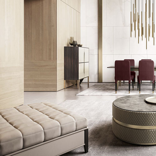 Ottomana contemporanea - OYSTER - Capital Collection - in tessuto / in pelle / quadrata