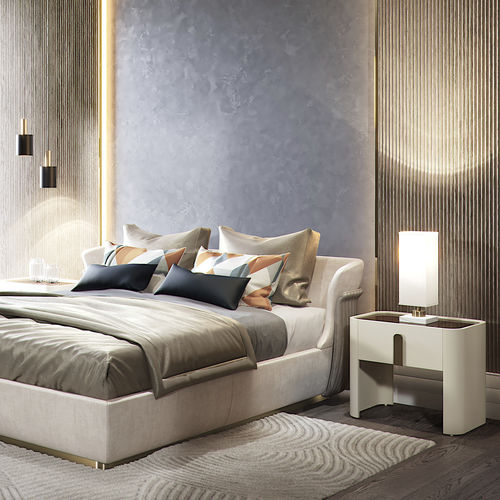Comodino contemporaneo - EDEN XL - Capital Collection - in legno / con supporto in acciaio / rettangolare