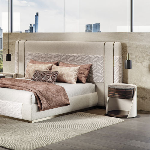 Comodino contemporaneo - MAJESTIC - Capital Collection - in legno / in marmo / con supporto in cuoio